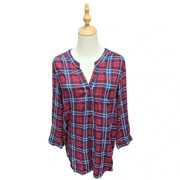 41 Hawthorn Tops - Mix by 41 Hawthorn Red Plaid Button Down Blouse Size M